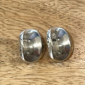 Organic sculptural shape sterling silver earrings